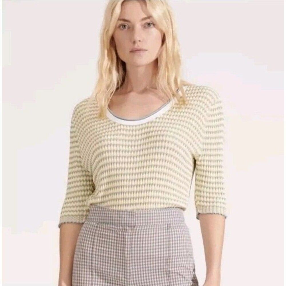 Veronica Beard Dany Ribbed Intarsia Scoop Neck Sweater Size Large As Seen on TV